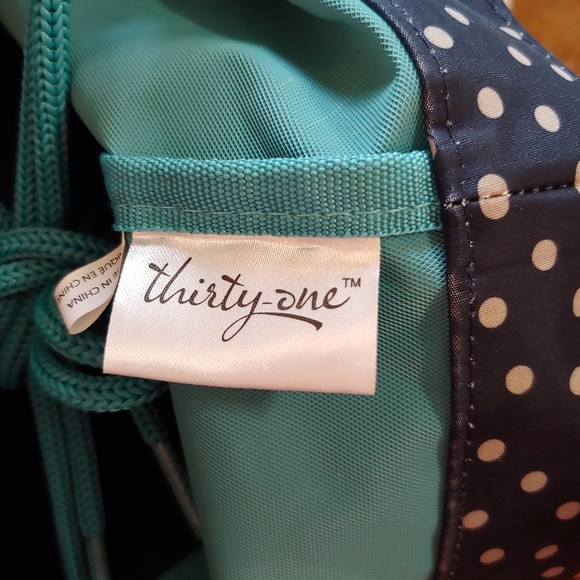 Thirty One Navy Dancing Dot Life is Lovely Soft Utility Tote bag NWT - Picture 9 of 14